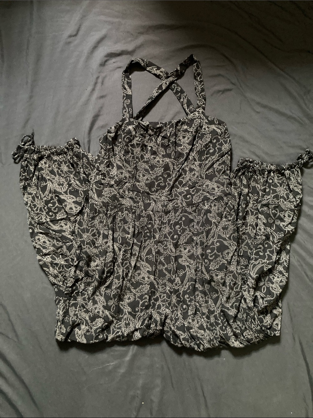 Universal Thread Paisley Floral Jumpsuit Wide Leg Flowy Black White Size Large